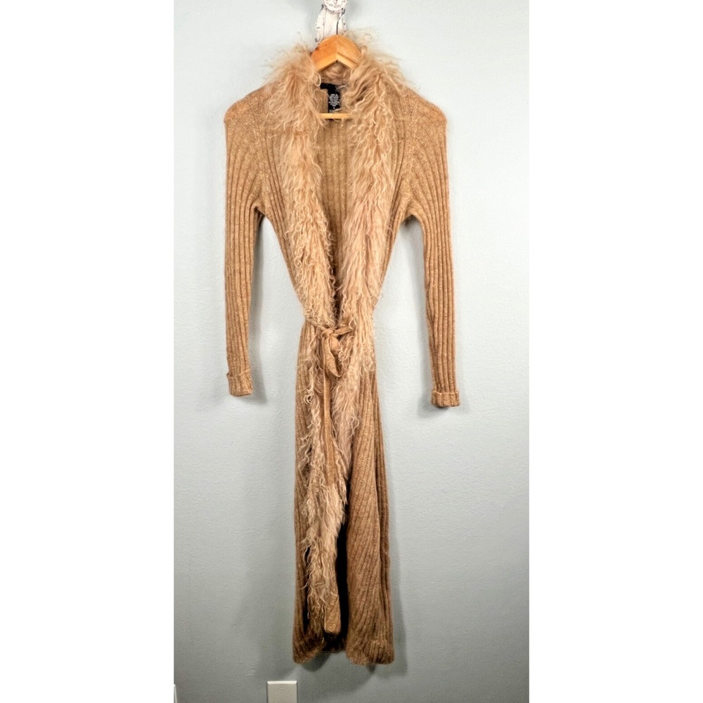 Guess Collection Luxury Mohair Wool Long Maxi Duster Cardigan Sweater Belted S‎